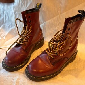 Doc Marten red lace up boots